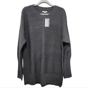 Nine West Drop Shoulder Mock Neck Knit Sweater in Coal - NWT